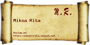 Miksa Rita névjegykártya